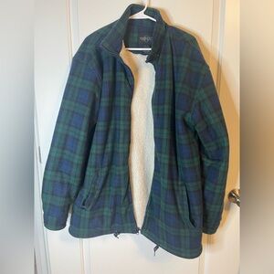 Green and Blue Plaid Lined Men's Jacket, XL